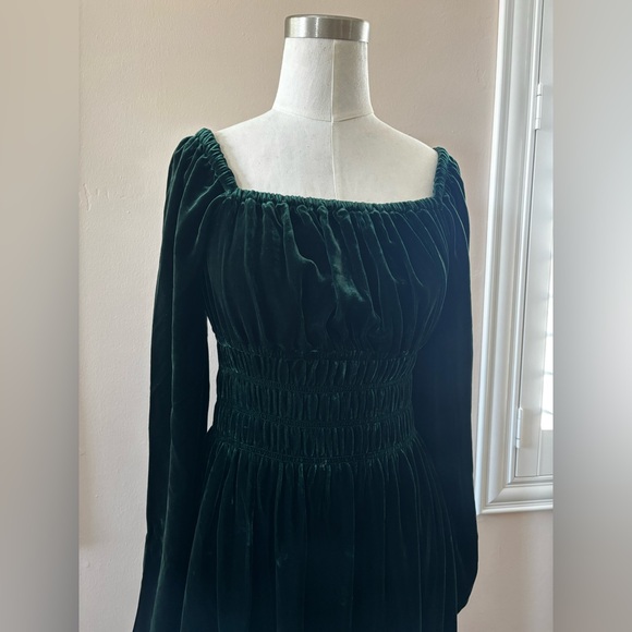 HILL HOUSE Green Velvet Long Sleeve The Jasmine Nap Dress -  Size S - Picture 4 of 8